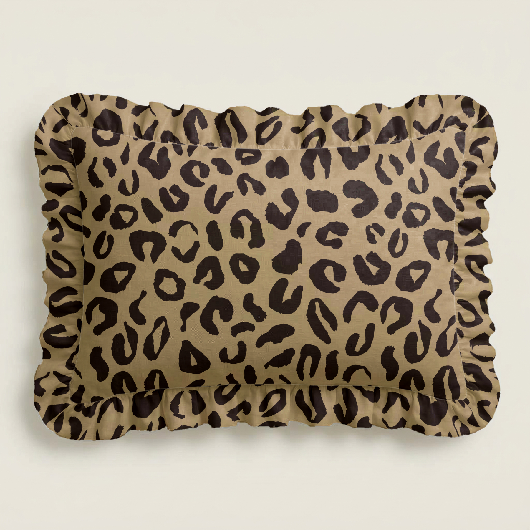 Leopard print pillow on a beige background