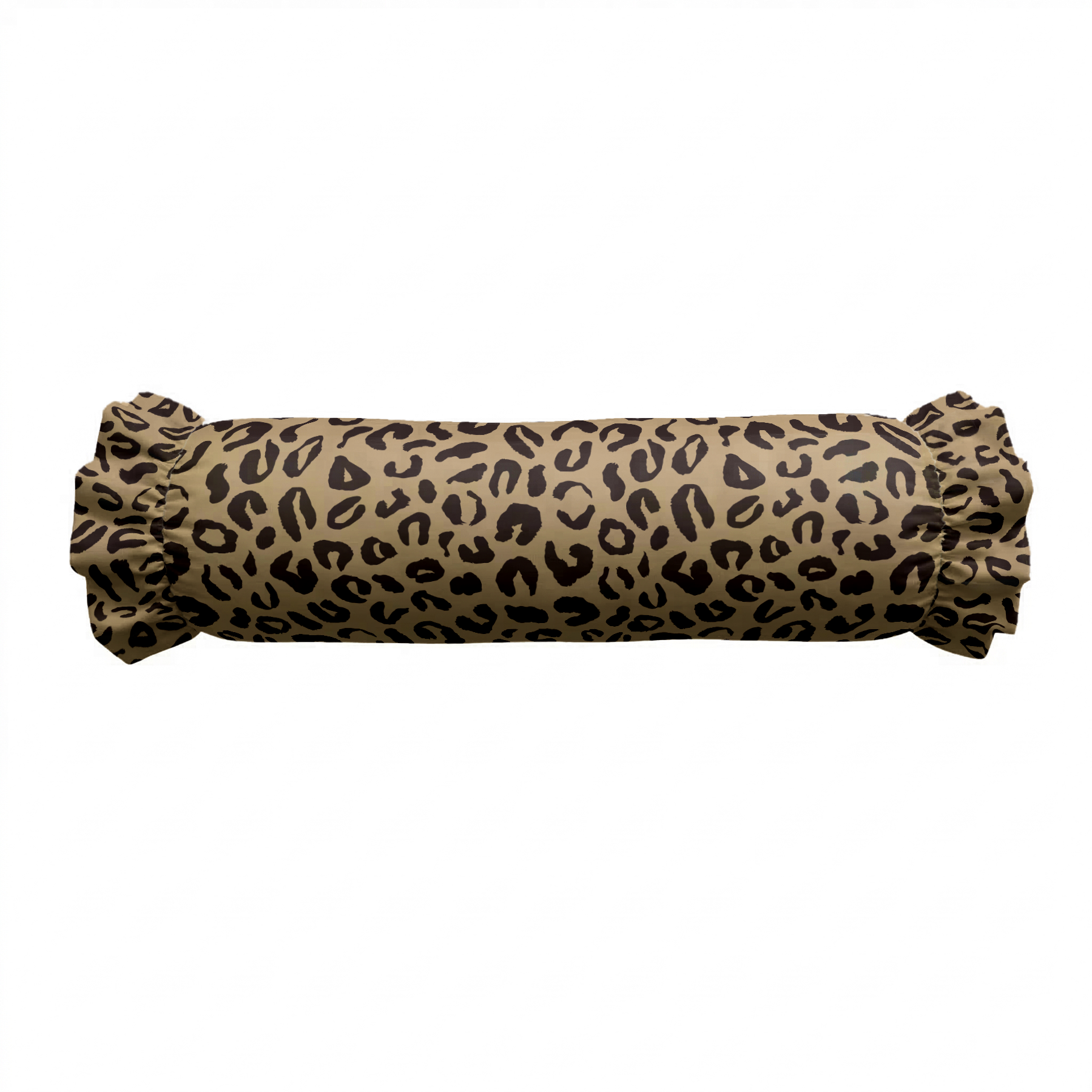 Roll of paper with leopard print pattern on a white background
