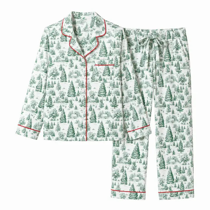 Holiday Toile Long Sleeved Pajama Set | PJs