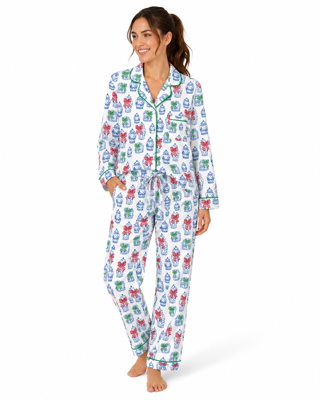 Christmas Ginger Jars Long Sleeved Pajama Set | PJs
