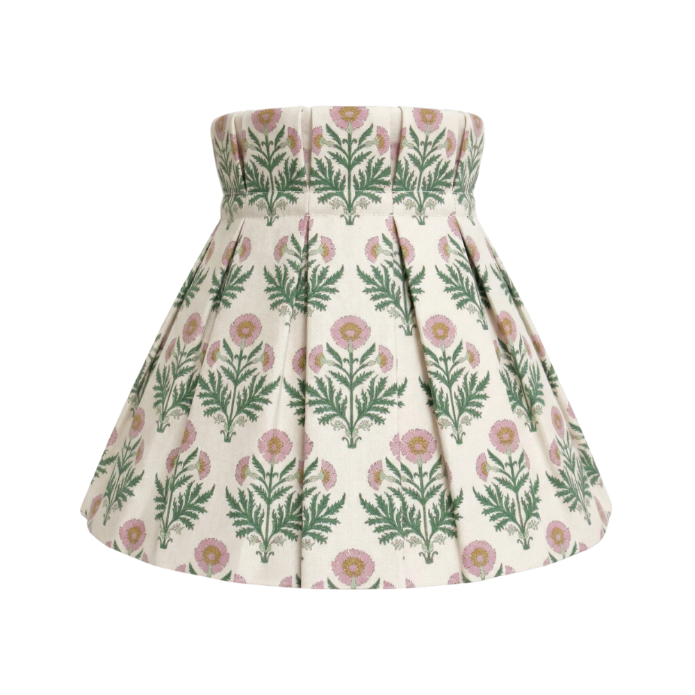 Floral patterned shade cover on a white background