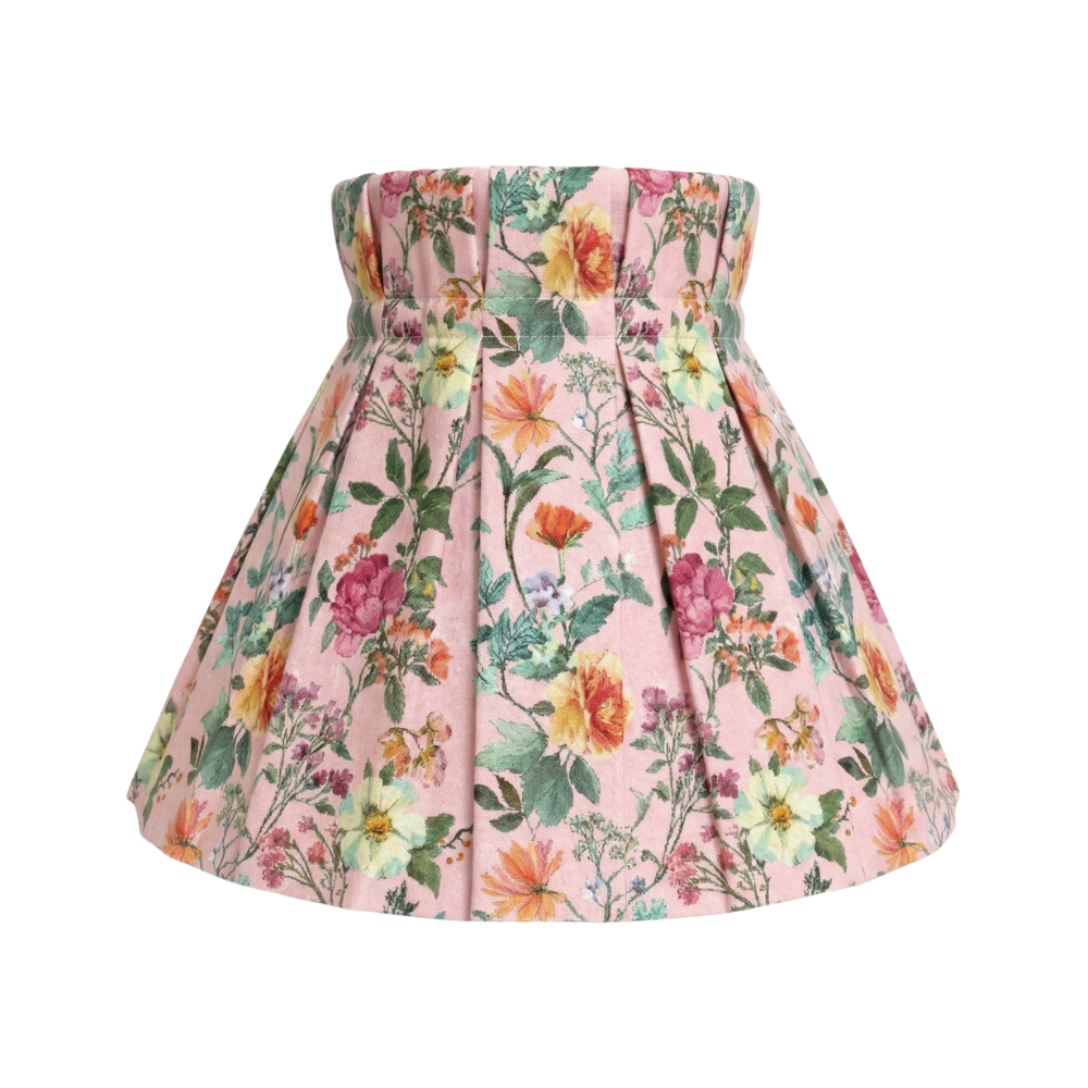 Floral patterned shade cover on a white background