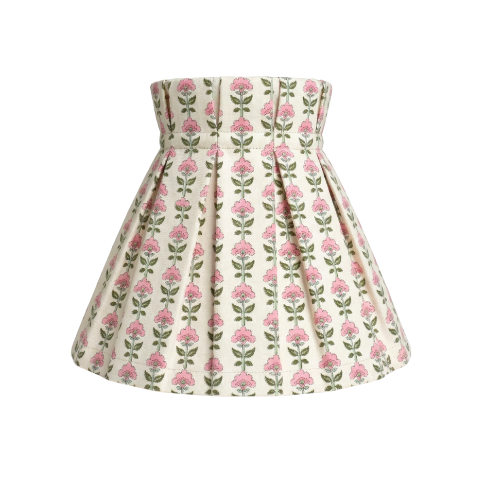 Floral patterned shade cover on a white background