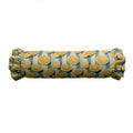 Roll-shaped pillow with lemon pattern on a white background