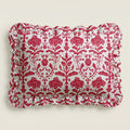 Rectangular tray with red floral pattern on a beige background