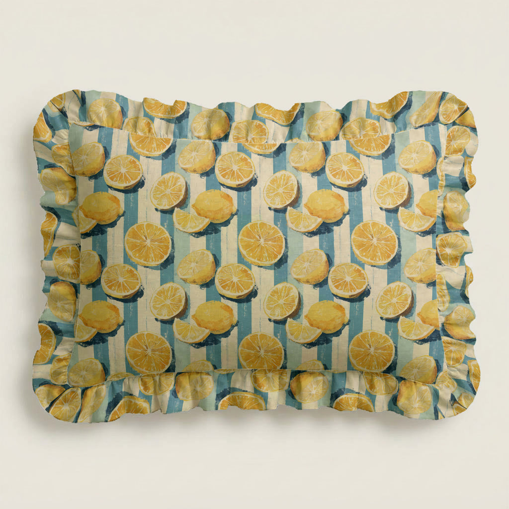 Rectangular tray with lemon pattern on a white background