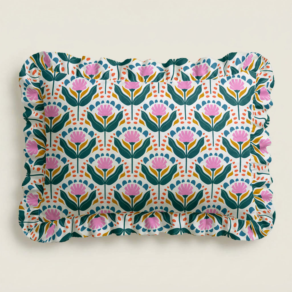 Rectangular tray with floral pattern on a beige background