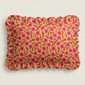 Rectangular fabric tray with pink floral pattern on a beige background