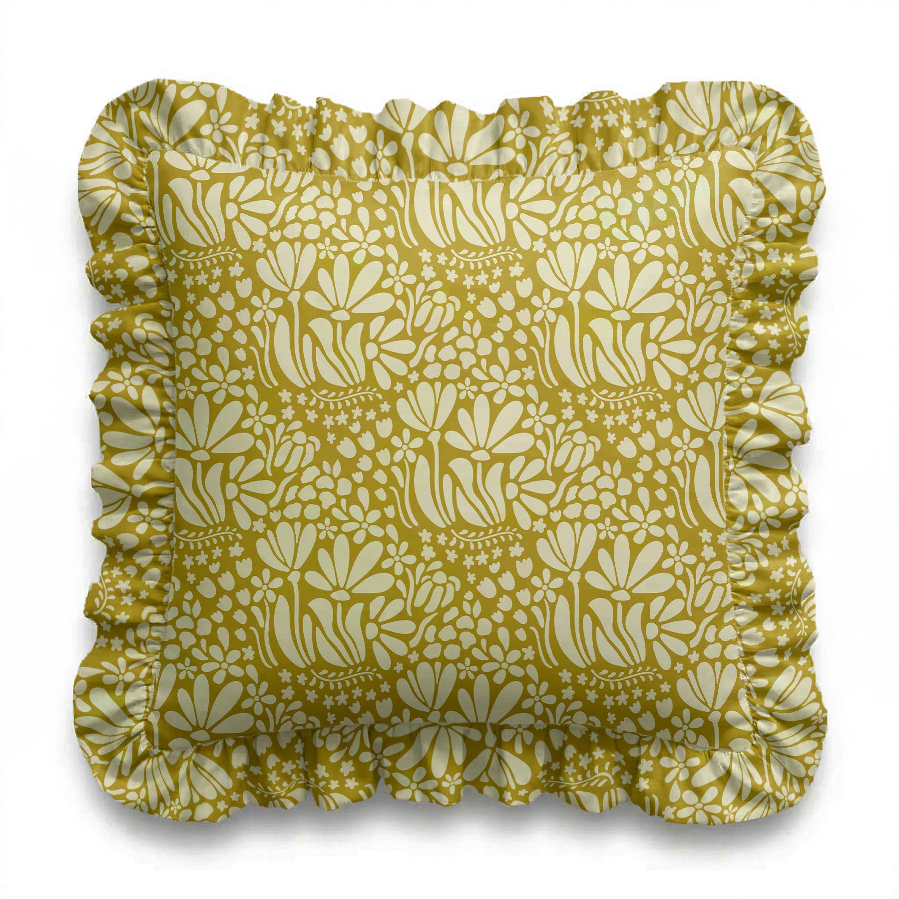 Decorative pillow with floral pattern on a white background