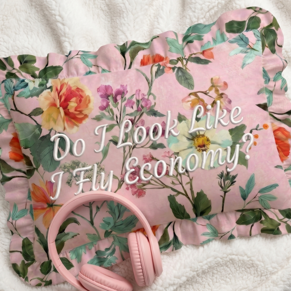 "Economy" Ruffled Embroidered Pillow | Statement Pillow