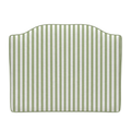 Striped headboard with green and white vertical stripes on a white background