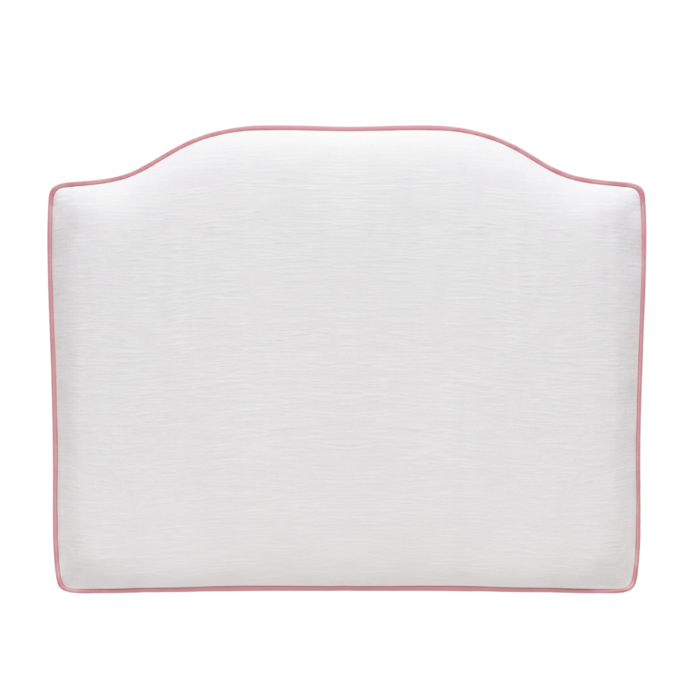 White pillow with a red border on a white background