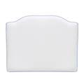 Rectangular white pillow with blue rim on a white background