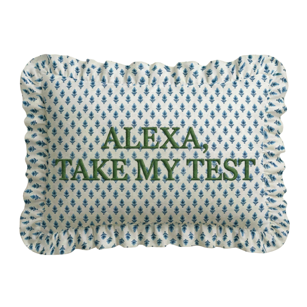 "Alexa" Ruffled Embroidered Pillow | Statement Pillow