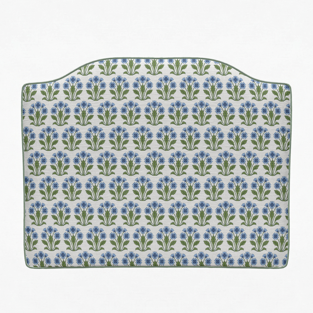 Decorative headboard with floral pattern on a white background