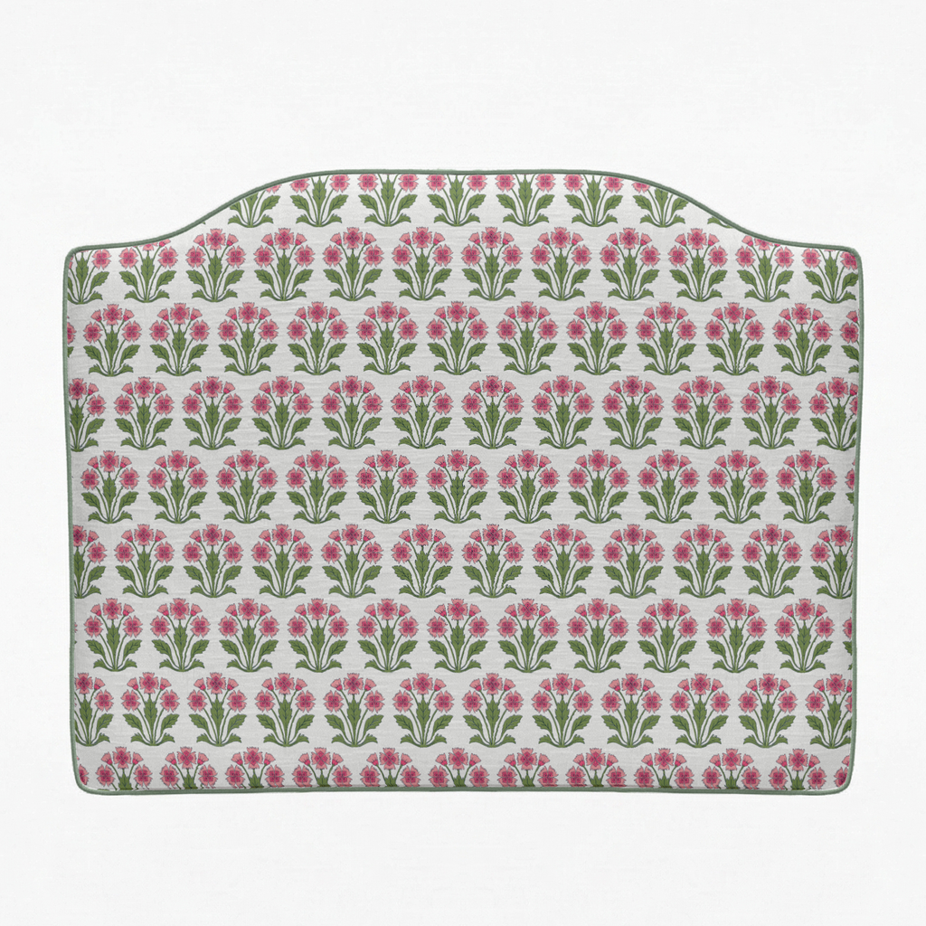 Decorative headboard with floral pattern on a white background