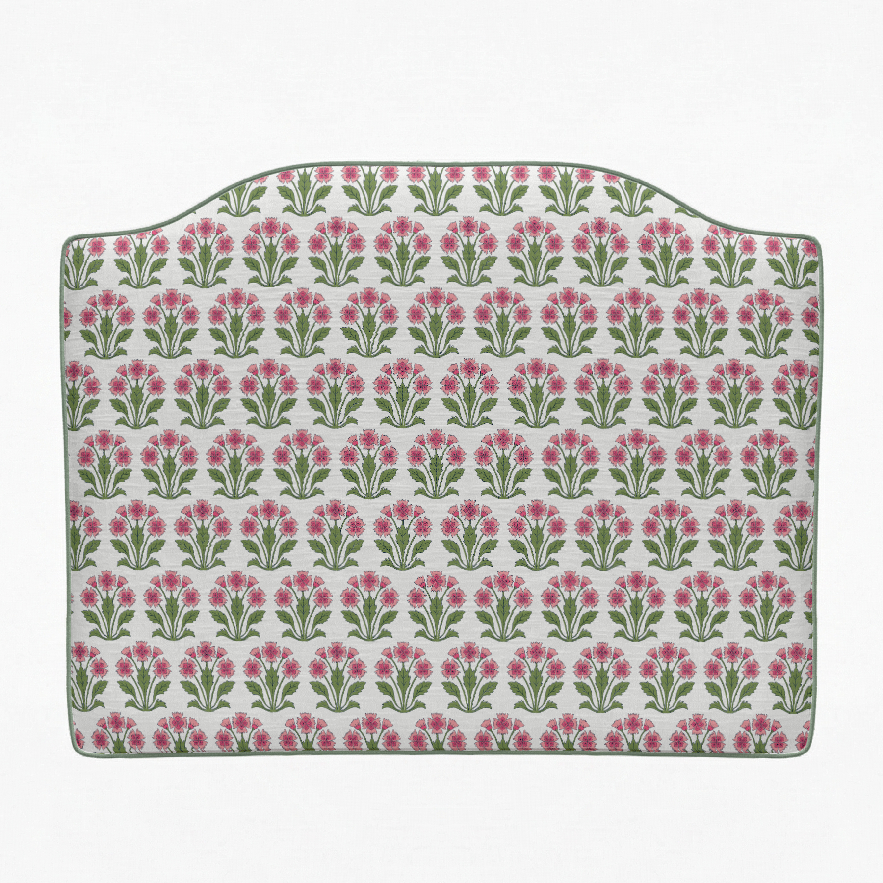 Decorative headboard with floral pattern on a white background