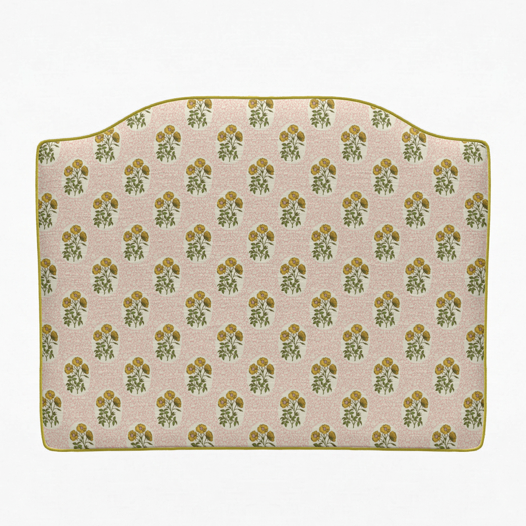 Decorative headboard with floral pattern on a white background