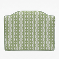 Green and white striped headboard on a white background