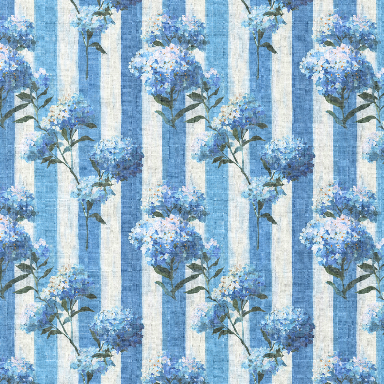 Blue flowers on a striped blue and white background