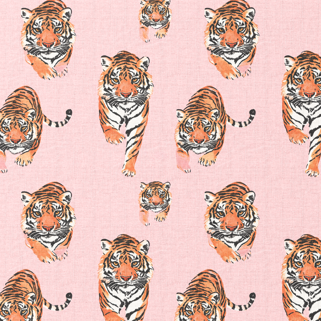 Pattern of tigers on a pink background