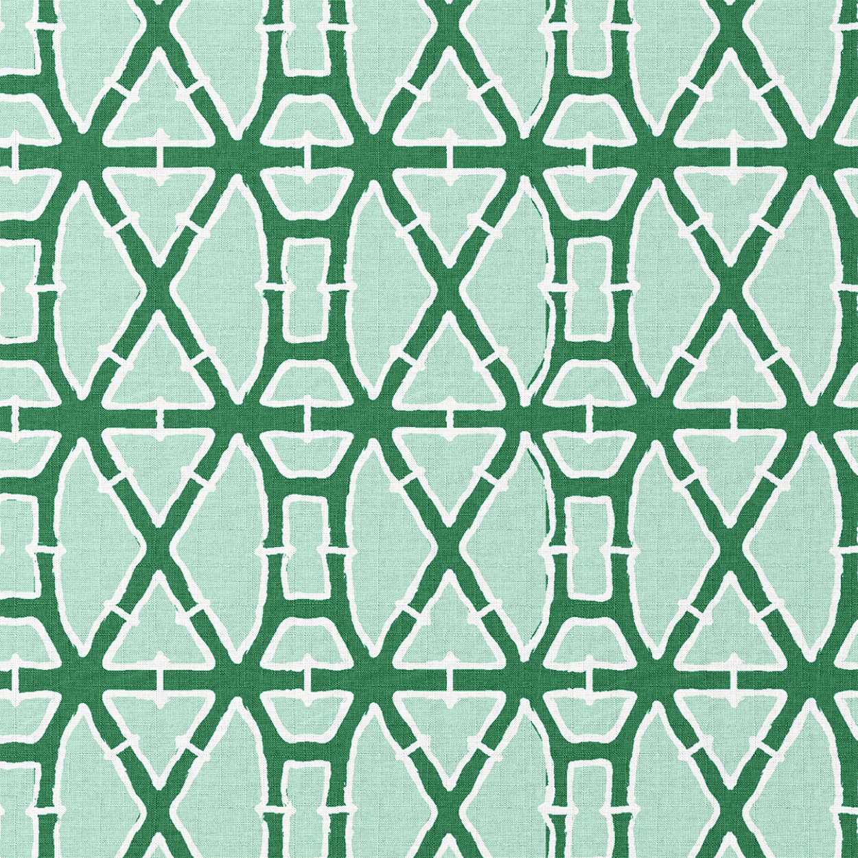 Pattern of interlocking green and white shapes on a green background
