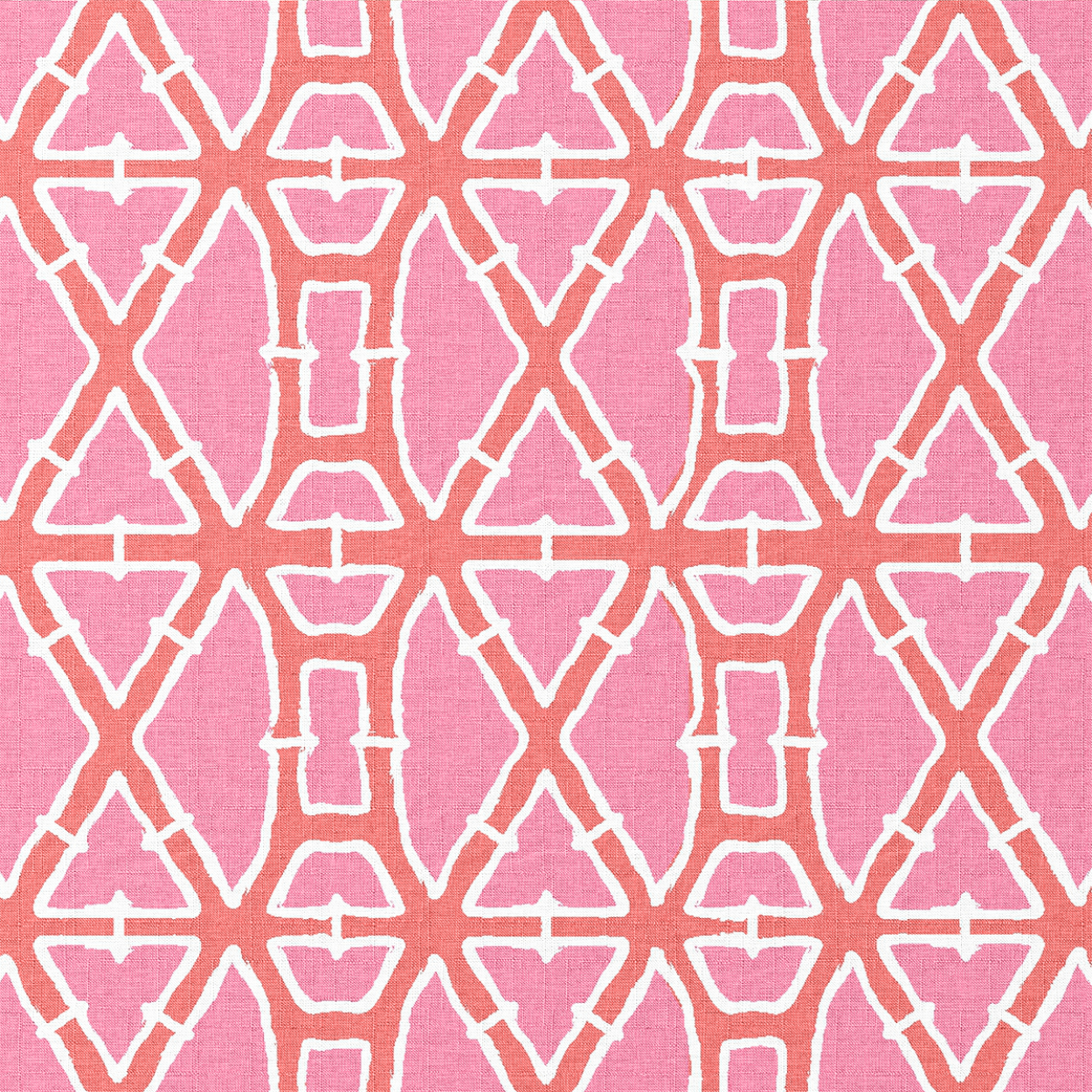 Pink and coral geometric lattice pattern